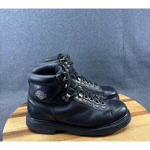 Y2K Harley Davidson Boots Men Sz 9.5W Dipstick Black Leather Riding Biker 91610
